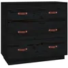 Image de vidaXL Buffet, Armoire Latérale avec 3 Tiroirs, Placard de Rangement, Meuble de Salon Salle de Séjour, Moderne, Noir Bois Massif de Pin