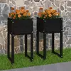 Image de vidaXL Jardinières 2 pcs Noir 40x40x81 cm Bois massif de pin