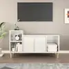 Image de vidaXL Meuble TV Blanc brillant 100x35x55 cm Bois d'ingénierie