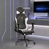 Image de vidaXL Chaise de jeu avec repose-pied Noir et blanc Similicuir