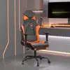 Image de vidaXL Chaise de jeu avec repose-pied Noir et orange Similicuir