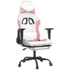 Image de vidaXL Chaise de Jeu avec Repose-Pied Pivotante Chaise d'Ordinateur Fauteuil Siège de Bureau Ergonomique Intérieur Blanc et Rose Similicuir
