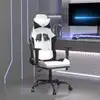 Image de vidaXL Chaise de jeu avec repose-pied Blanc et noir Similicuir