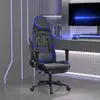 Image de vidaXL Chaise de jeu avec repose-pied Noir et bleu Similicuir