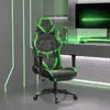 Image de vidaXL Chaise de jeu avec repose-pied Noir et vert Similicuir