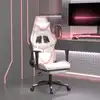 Image de vidaXL Chaise de jeu avec repose-pied Blanc et rose Similicuir
