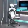 Image de vidaXL Chaise de jeu Blanc et noir Similicuir