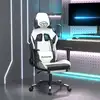 Image de vidaXL Chaise de jeu avec repose-pied Blanc et noir Similicuir