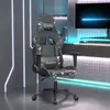 Image de vidaXL Chaise de jeu avec repose-pied Noir et camouflage Similicuir