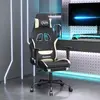 Image de vidaXL Chaise de jeu avec repose-pied Noir et crème Tissu