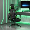 Image de vidaXL Chaise de jeu avec repose-pied Noir et vert Similicuir