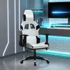 Image de vidaXL Chaise de jeu avec repose-pied Blanc et noir Similicuir
