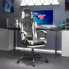 Image de vidaXL Chaise de jeu avec repose-pied Noir et blanc Similicuir