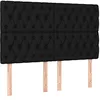 Image de vidaXL Tête de Lit Meubles de Chambre à Coucher Accessoires de Lit Simple Têtes de Cadre de Lit Intérieur Noir 144x7x118/128 cm Tissu