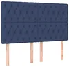 Image de vidaXL Tête de Lit Meubles de Chambre à Coucher Accessoires de Lit Simple Têtes de Cadre de Lit Intérieur Bleu 144x7x118/128 cm Tissu