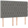 Image de vidaXL Tête de lit Gris foncé 160 x 7 x 118/128 cm Tissu