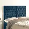 Image de vidaXL Tête de lit Bleu foncé 160x7x118/128 cm Velours
