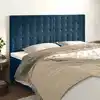 Image de vidaXL Tête de lit Bleu foncé 180 x 5 x 118/128 cm Velours