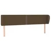 Image de vidaXL Tête de Lit avec Oreilles Meuble de Chambre à Coucher Accessoire de Lit Double Tête de Cadre de Lit Marron Foncé 183x23x78/88 cm Tissu