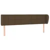 Image de vidaXL Tête de Lit avec Oreilles Meuble de Chambre à Coucher Accessoire de Lit Double Tête de Cadre de Lit Marron Foncé 203x23x78/88 cm Tissu