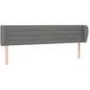 Image de vidaXL Tête de Lit avec Oreilles Meuble de Chambre à Coucher Accessoire de Lit Double Tête de Cadre de Lit Intérieur Gris Foncé 163x23x78/88 cm Tissu