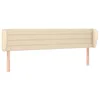 Image de vidaXL Tête de Lit avec Oreilles Meuble de Chambre à Coucher Accessoire de Lit Double Tête de Cadre de Lit Intérieur Crème 163x23x78/88 cm Tissu
