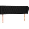 Image de vidaXL Tête de Lit avec Oreilles Meuble de Chambre à Coucher Accessoire de Lit Double Tête de Cadre de Lit Intérieur Noir 147x23x78/88 cm Tissu