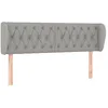 Image de vidaXL Tête de Lit avec Oreilles Meuble de Chambre à Coucher Accessoire de Lit Double Tête de Cadre de Lit Intérieur Gris Clair 163x23x78/88 cm Tissu