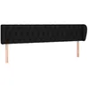 Image de vidaXL Tête de Lit avec Oreilles Meuble de Chambre à Coucher Accessoire de Lit Double Tête de Cadre de Lit Intérieur Noir 203x23x78/88 cm Tissu