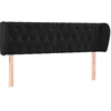 Image de vidaXL Tête de Lit avec Oreilles Meuble de Chambre à Coucher Accessoire de Lit Double Tête de Cadre de Lit Intérieur Noir 163x23x78/88 cm Velours