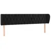 Image de vidaXL Tête de Lit avec Oreilles Meuble de Chambre à Coucher Accessoire de Lit Double Tête de Cadre de Lit Intérieur Noir 183x23x78/88 cm Velours