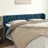 Image de vidaXL Tête de lit avec oreilles Bleu foncé 203x23x78/88 cm Velours