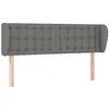 Image de vidaXL Tête de Lit avec Oreilles Meuble de Chambre à Coucher Accessoire de Lit Double Tête de Cadre de Lit Gris Foncé 147x23x78/88 cm Tissu