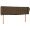 Image de vidaXL Tête de Lit avec Oreilles Meuble de Chambre à Coucher Accessoire de Lit Double Tête de Cadre de Lit Marron Foncé 147x23x78/88 cm Tissu