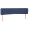 Image de vidaXL Tête de Lit avec Oreilles Meuble de Chambre à Coucher Accessoire de Lit Double Tête de Cadre de Lit Bleu 203x23x78/88 cm Tissu