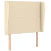 Image de vidaXL Tête de Lit avec Oreilles Meuble de Chambre à Coucher Accessoire de Lit Simple Tête de Cadre de Lit Crème 93x23x118/128 cm Tissu