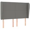 Image de vidaXL Tête de Lit avec Oreilles Meuble de Chambre à Coucher Accessoire de Lit Double Tête de Cadre de Lit Gris Foncé 147x23x118/128 cm Tissu