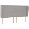 Image de vidaXL Tête de Lit avec Oreilles Meuble de Chambre à Coucher Accessoire de Lit Double Tête de Cadre de Lit Gris Clair 203x23x118/128 cm Tissu