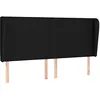 Image de vidaXL Tête de Lit avec Oreilles Meuble de Chambre à Coucher Accessoire de Lit Double Tête de Cadre de Lit Intérieur Noir 203x23x118/128 cm Tissu
