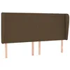 Image de vidaXL Tête de Lit avec Oreilles Meuble de Chambre à Coucher Accessoire de Lit Double Tête de Cadre de Lit Marron Foncé 203x23x118/128 cm Tissu
