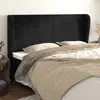 Image de vidaXL Tête de lit avec oreilles Noir 203x23x118/128 cm Velours