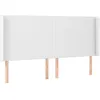 Image de vidaXL Tête de Lit avec Oreilles Meuble de Chambre à Coucher Accessoire de Lit Double Tête de Cadre de Lit Blanc 203x23x118/128 cm Similicuir