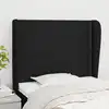 Image de vidaXL Tête de lit avec oreilles Noir 93x23x118/128 cm Tissu