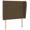 Image de vidaXL Tête de Lit avec Oreilles Meuble de Chambre à Coucher Accessoire de Lit Simple Tête de Cadre de Lit Marron Foncé 103x23x118/128 cm Tissu