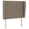 Image de vidaXL Tête de Lit avec Oreilles Meuble de Chambre à Coucher Accessoire de Lit Simple Tête de Cadre de Lit Intérieur Taupe 103x23x118/128 cm Tissu