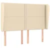 Image de vidaXL Tête de Lit avec Oreilles Meuble de Chambre à Coucher Accessoire de Lit Double Tête de Cadre de Lit Intérieur Crème 147x23x118/128 cm Tissu