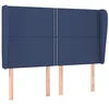 Image de vidaXL Tête de Lit avec Oreilles Meuble de Chambre à Coucher Accessoire de Lit Double Tête de Cadre de Lit Intérieur Bleu 147x23x118/128 cm Tissu