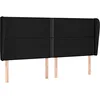 Image de vidaXL Tête de Lit avec Oreilles Meuble de Chambre à Coucher Accessoire de Lit Double Tête de Cadre de Lit Intérieur Noir 163x23x118/128 cm Tissu