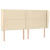 Image de vidaXL Tête de Lit avec Oreilles Meuble de Chambre à Coucher Accessoire de Lit Double Tête de Cadre de Lit Intérieur Crème 183x23x118/128 cm Tissu