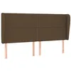 Image de vidaXL Tête de Lit avec Oreilles Meuble de Chambre à Coucher Accessoire de Lit Double Tête de Cadre de Lit Marron Foncé 203x23x118/128 cm Tissu